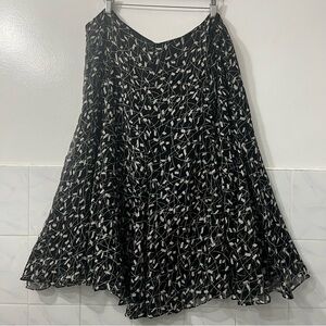 Anne Klein 100% Silk Lightweight Geometric Flare Midi Skirt 20W Cocktail Retro